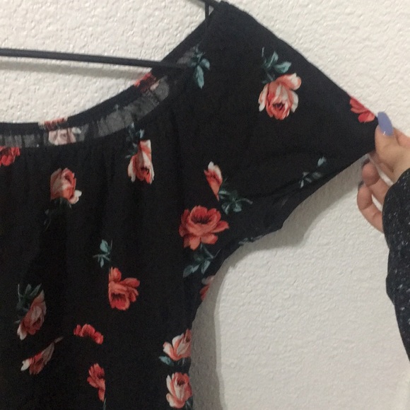 Flower Print Off the Shoulder Dress - Picture 3 of 4